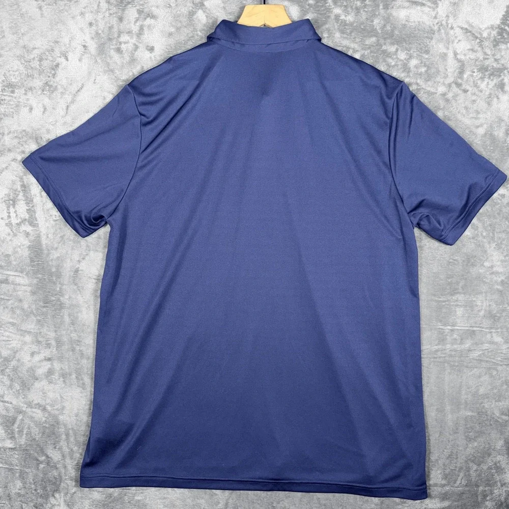 Adidas Mens Golf Polo‎ Shirt 2XL Navy Blue Striped Short Sleeve Athletic